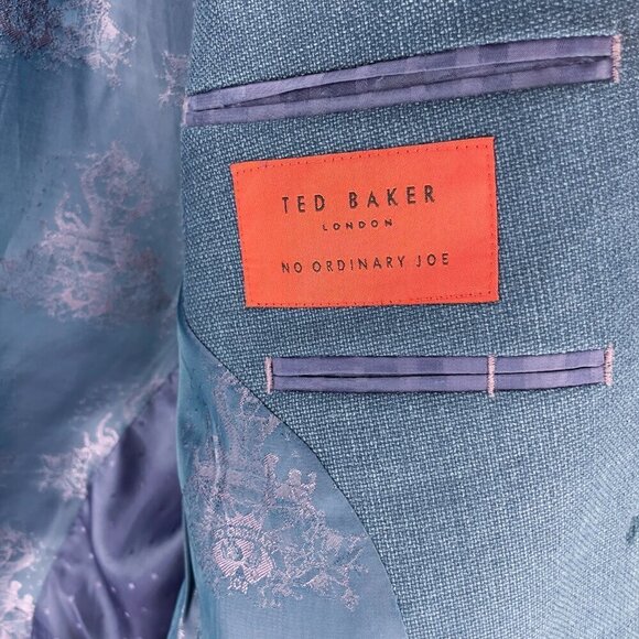 TED BAKER LONDON No Ordinary Joe Wool Blend Singe Breasted Blue Blazer Size 44L - Picture 7 of 9